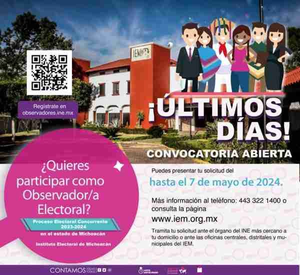 7 de mayo, último día para participar como observadores electorales el 2 de junio 