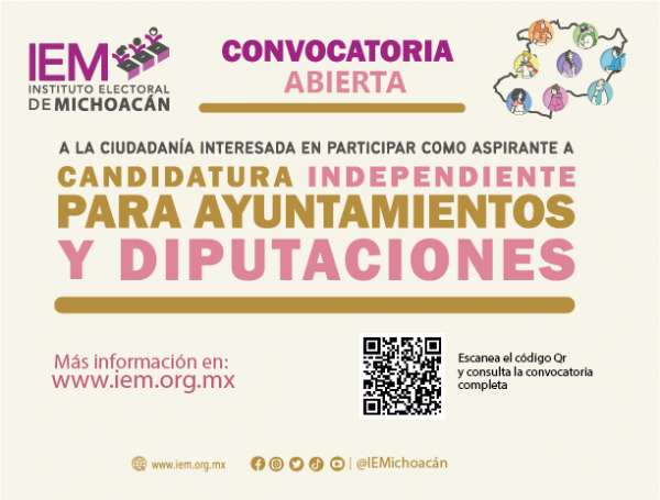 Del 12 al 21 de diciembre, periodo de registros para candidaturas independientes del proceso local ordinario 2023-2024.